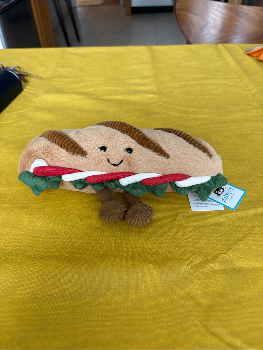 Jellycat Caprese Sandwich Toy with Smiling Face